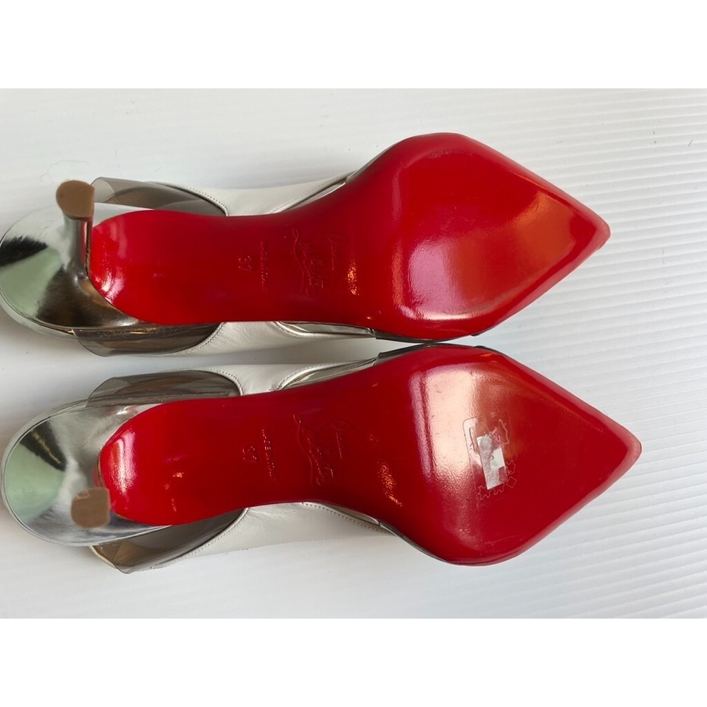 Christian Louboutin Tri-Color Air Chance 100 Slingback Peekaboo Pumps 37 NEW - Picture 3 of 8